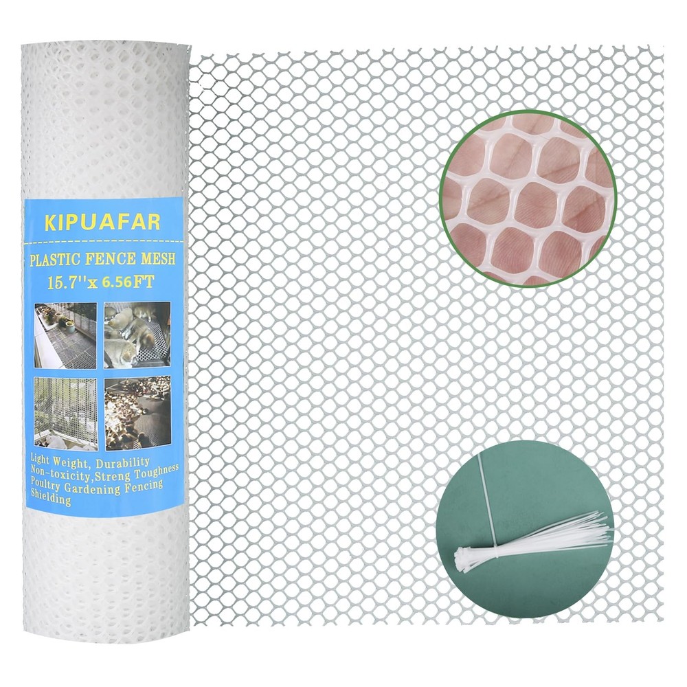White Plastic Wire Mesh Fence 15.7IN x 6.56FT – Commercial Grade Hexagonal Ne…