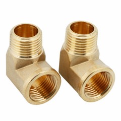 U.S. Solid 2pcs Brass Barstock Street Elbow Pipe Fitting, MNPT 1/2″ x FNPT 1/2″