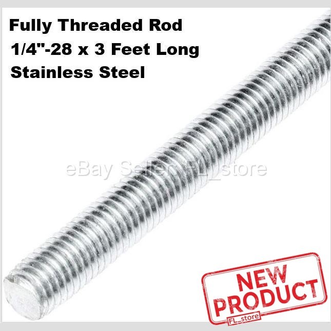 Fully All Threaded Rod, 316 Stainless Steel, 1/4″-28, 3 feet Length