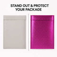 Metallic Pink Bubble Mailers 6.5×10 Padded Poly Envelopes Self Seal Waterproof
