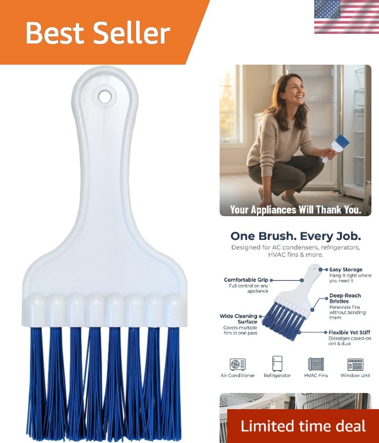 HVAC Coil Cleaning Brush Long Bristle For AC Evaporator Refrigerator Fins
