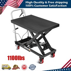 Hydraulic Lift Table Cart 1100Lbs Capacity 32″ Lifting Single Scissor Lift Table
