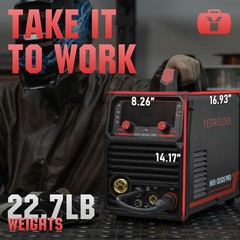 205A MIG Welder, 110/220V, Gas/Gasless/Lift TIG/Stick 3 in 1 Welding Machine