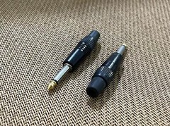 4pcs Gold NP2X-B 1/4” Inch Instrument Jack Plug. Black Shell, Mono Connector