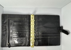 Franklin Covey Leather Planner Classic Original Vintage Aurora Collages Black