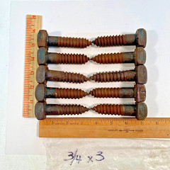 10 Vintage Square Head Lag Bolts 3/4 diameter by 3 inches long 1 1/4 square head