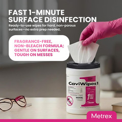 CaviWipes1 Surface Disinfectant Towelettes 160 Canister- Case of 12, 13-5100