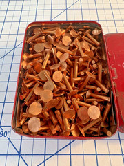 Vintage Copper Rivets No 19 L 22 “with steel arch formers” Original Tin 2 Pounds