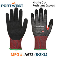 Nitrile Cut Resistant Work Gloves (A6 Cut level) – Portwest #A672 – S-2XL – 1 PR