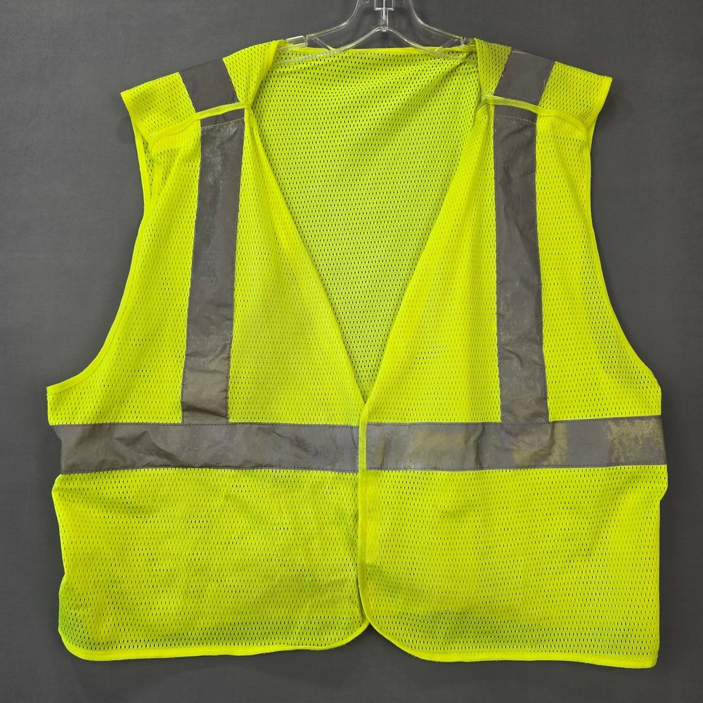 Safety Vest Yellow Gray Reflective Gear Uniform Top Tear Away Fasteners Men’s XL