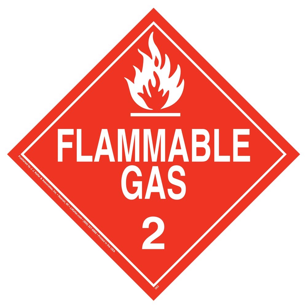 Div. 2.1 Flammable Gas Placard 10-pk., 10.75″ x 10.75″ Removable Adhesive Vinyl