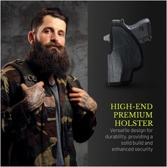 IWB Leather Holster for Glock 26/27, M&P Shield, XDS, Taurus 709, Walther P22