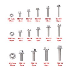 240Pieces M6 M5 M8 Flanged Bolts Nuts Kit 304 Metric Flanged Hex Screws Nut