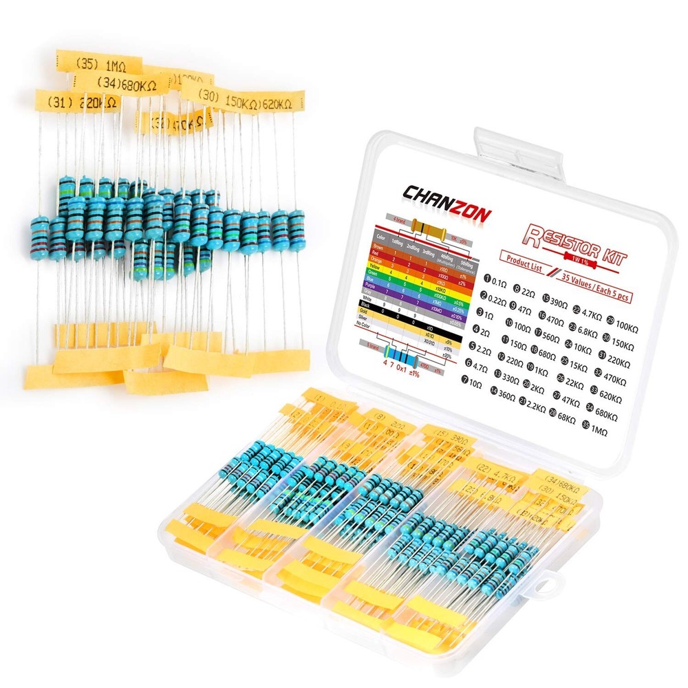 35Valores 175 Piezas 1-10M Ohmios 1 / 2W Kit Surtido De Resistencias