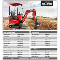 HUAYEE Mini Excavator 1.4Ton Digger 13.5HP Gas Engine EPA Hydraulic Thumb Clip