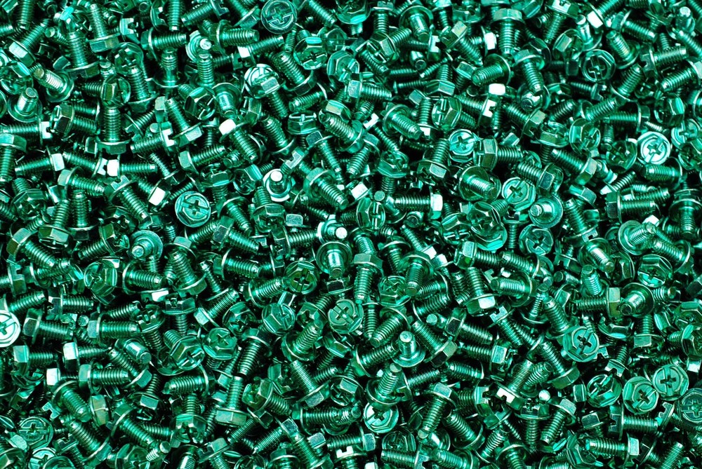 (900) Combo Drive Hex Washer Head 10-32 x 3/8 Grounding Screws #10 Green Zinc