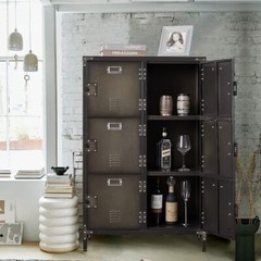 Vintage Metal Storage Cabinet 47.3H Industrial Steel Locker Cabinet with 6 Doors