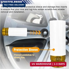 1/2″ Drive 19 mm Lug Nut Impact Socket, Non-Marring Deep Lug Nut Socket, Thin…