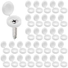 100pcs White Plastic Hinged Screw Cover Caps with Washer Flip Tops, Premium