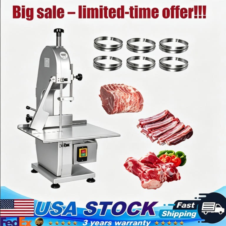1500W Commercial Meat Bone Saw Heavy Duty Butcher Deli Bandsaw Food Processing