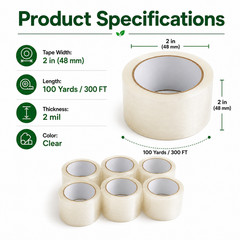 ACCL Heavy Duty Packaging Tape – 2 mil 2″ x 100 Yards, 4 Rolls w/ FREE Shipping