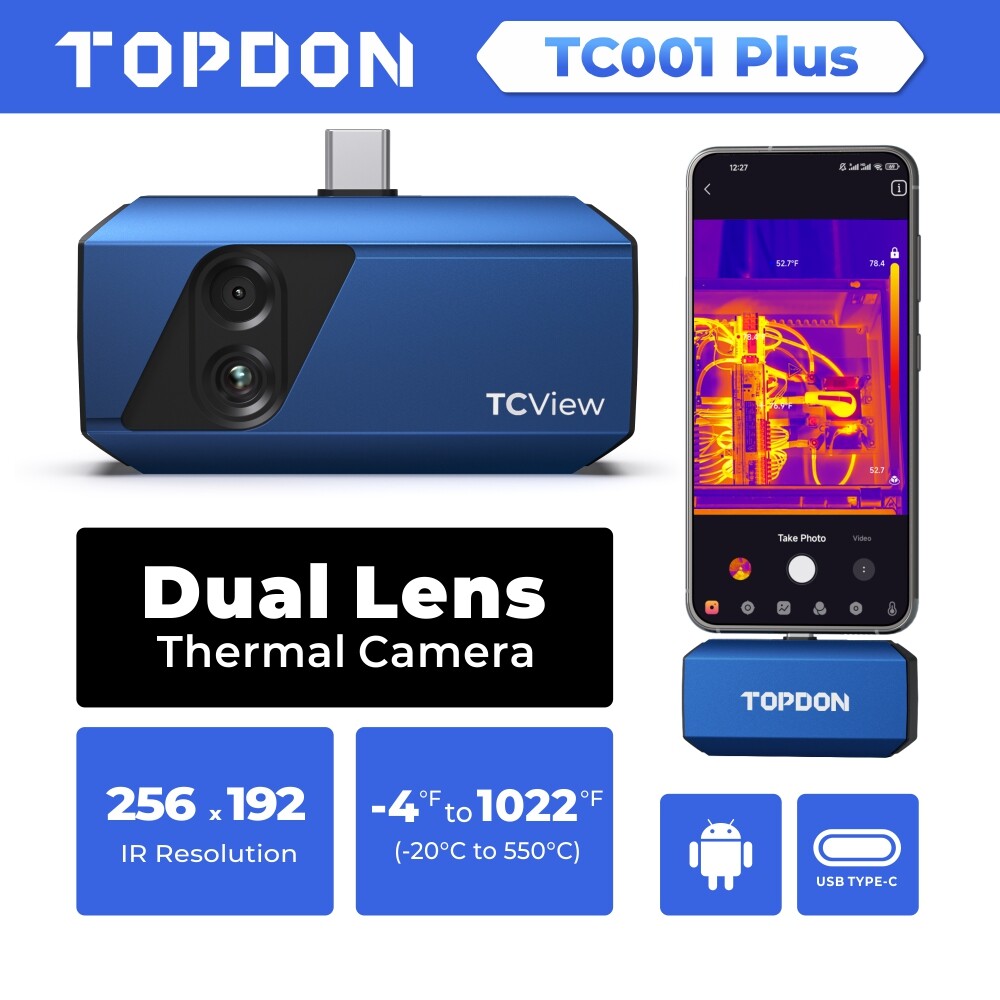 Thermal Camera 256×192 Pixel High IR Resolution with Dual Lens TOPDON TC001 PLUS