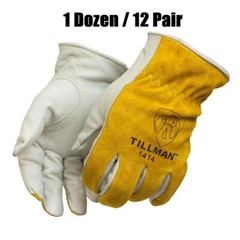 12 Tillman 1414 Grain Pearl Cowhide Split Leather Drivers Protective Work Gloves