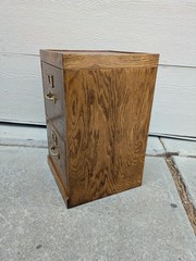 Vintage Industrial Mission Style Oak Wood Filing File Cabinet 2 Drawer Brass K35
