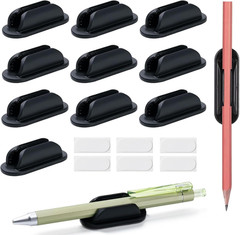 10 Pack Adhesive Pencil Holders for Desk,Silicone Flexible Pen Holder for Wall