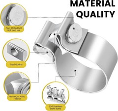 67mm 2.65 inch Exhaust Clamp Butt Joint 304 Stainless Steel Band Lap 2.65 inch
