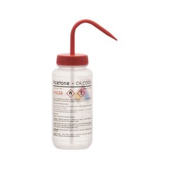 Acetone Wash Bottle, 500ml – Wide Mouth, Pre-Labeled – LDPE – Eisco Labs