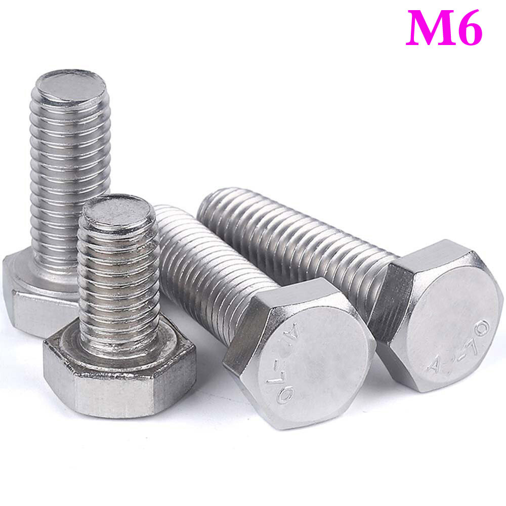 M6 – 1.0 316 Stainless Steel Hex Head Bolts Fully Threaded Hex Cap Screws DIN933