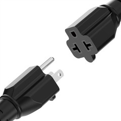 125V AC Port Plug Power Inlet Socket w/Dual 20” Extension Cord Y Splitter Cable