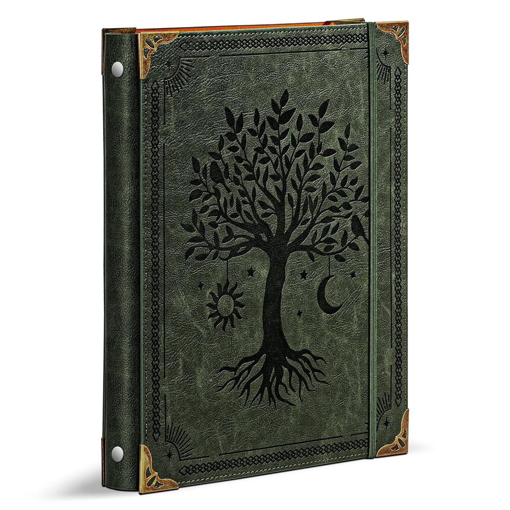 Leather 3 Ring Binder Fits 8.5″x11″ Letter Size Paper, 1 Inch Round Ring Bind…