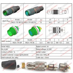 HR25-7TP-8P/8S Hirose 8 Pin GPIO Cable Plug for Point Gray ACC-01-3000/3005/3006