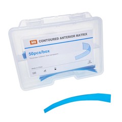 50pcs Dental Contoured Anterior Matrix Polyester Restoration Blue Strip Matrices