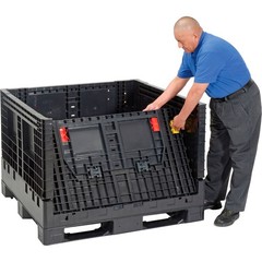 Plastic Folding Bulk Shipping Container 2000 lb. Capacity 48 x 44-1/2 x 34