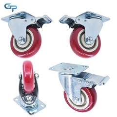 4 Pcs 4 Inch Caster Wheels Locking Casters With Brake Swivel Plate Castors