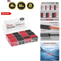 350 PCS 3:1 Heat Shrink Tubing Kit, Adhesive Lined, Marine Grade Shrink Wrap,…