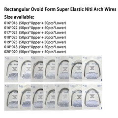 100pc Orthodontic Arch Wire Niti Stainless Steel Round Rectangular Ovoid Natural