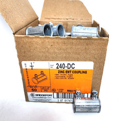 50 Count – Bridgeport 240-DC 0.5-Inch Set Screw Zinc EMT Coupling