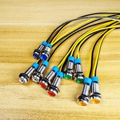 10Pcs 6mm 110V-220VAC LED Metal Indicator Light Waterproof Signal Lamp