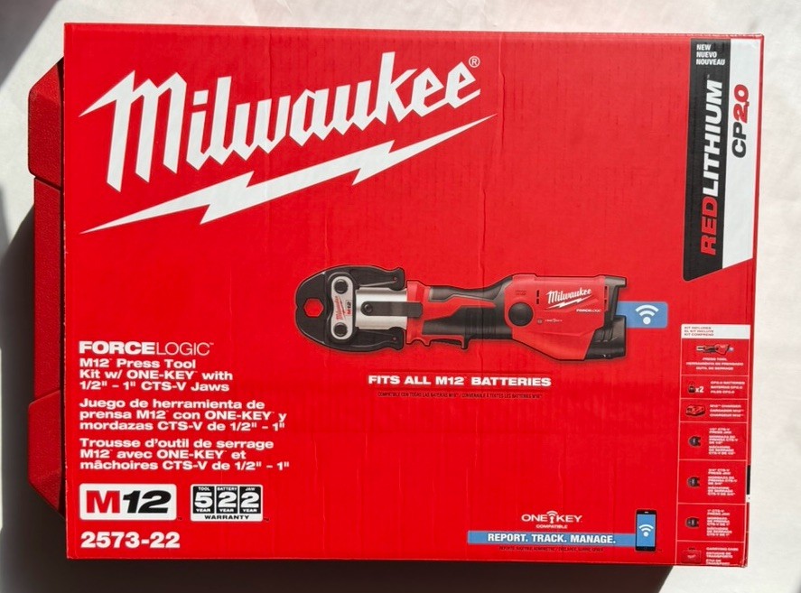 Milwaukee M12 FORCE LOGIC Press Tool Kit with Jaws – 2573-22 NEW SEALED