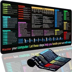 Excel Cheat Sheet Desk Pad Mat (11.8×31.5in) – XL 31.5″ x 11.8″, Black