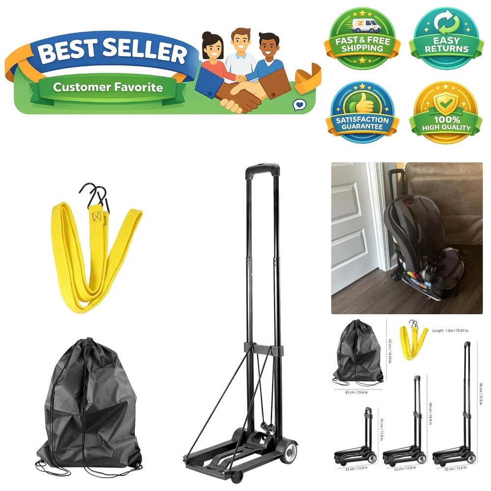 Folding Hand Truck, 55 Lbs 25 KG Heavy Duty Solid Construction Utility Cart w…