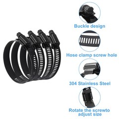 Litoexpe 2.5 Inch Stainless Steel Worm Gear Hose Clamp 4 Pcs, Inch, Black