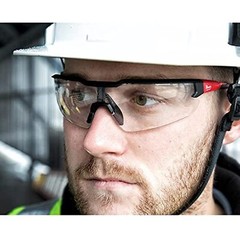 Milwaukee Anti-Scratch Safety Glasses Clear Lens Black/Red Frame – Case of: 1;
