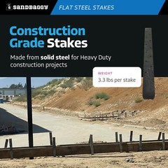 Sandbaggy 30″ Flat Steel Stakes For Concrete Forms With Nail Holes – Reusable