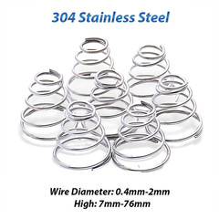 304 Stainless Steel Conical Cone Compression Spring Wire Dia 0.4-2mm High 8-30mm