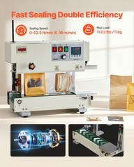 VEVOR Continuous Sealing Machine Vertical Band Sealer 0.24-0.47 in Seal Width
